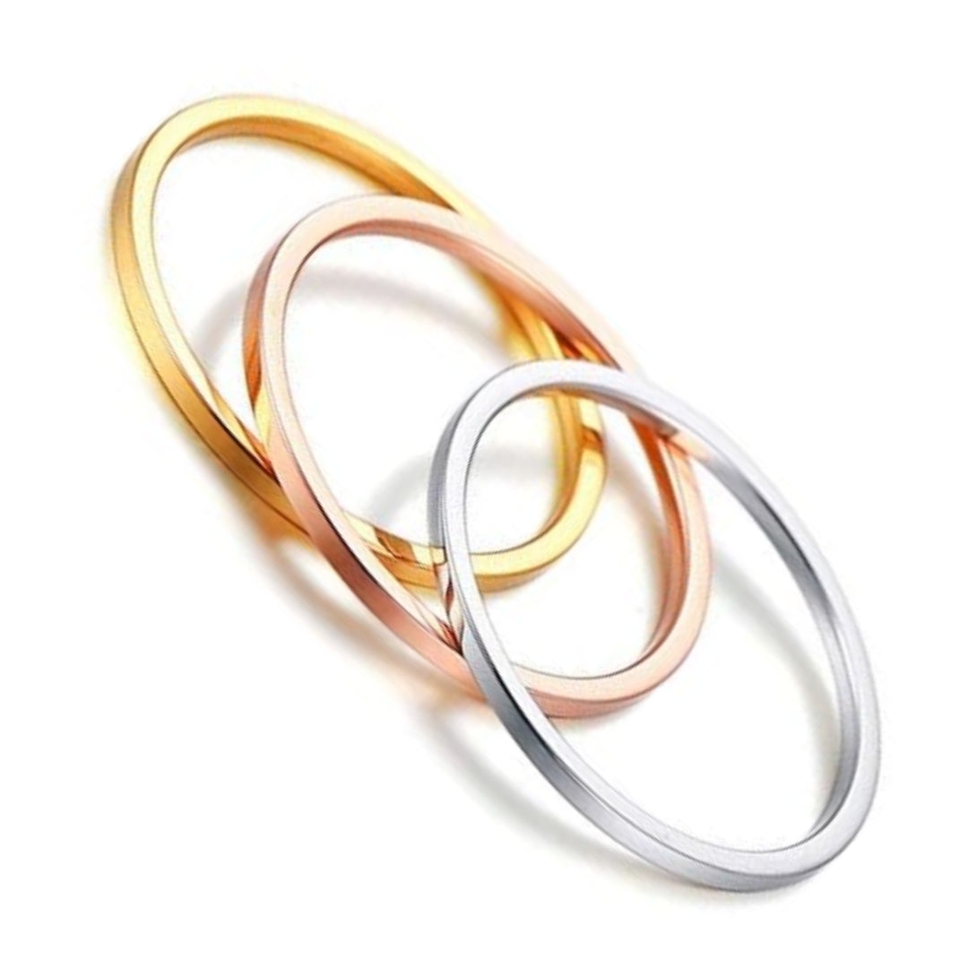 Rockyu 極細リング 1mm シンプル ステンレス ピンキーリング シルバー/ゴールド/ローズゴールド