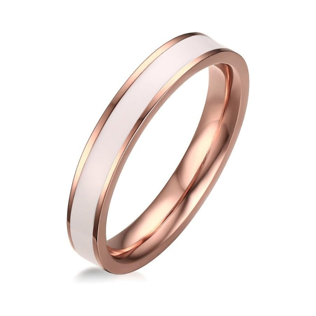 Rockyu シンプルステンレスリング レディース 3.5mm幅 金属アレルギー対応 エナメル加工