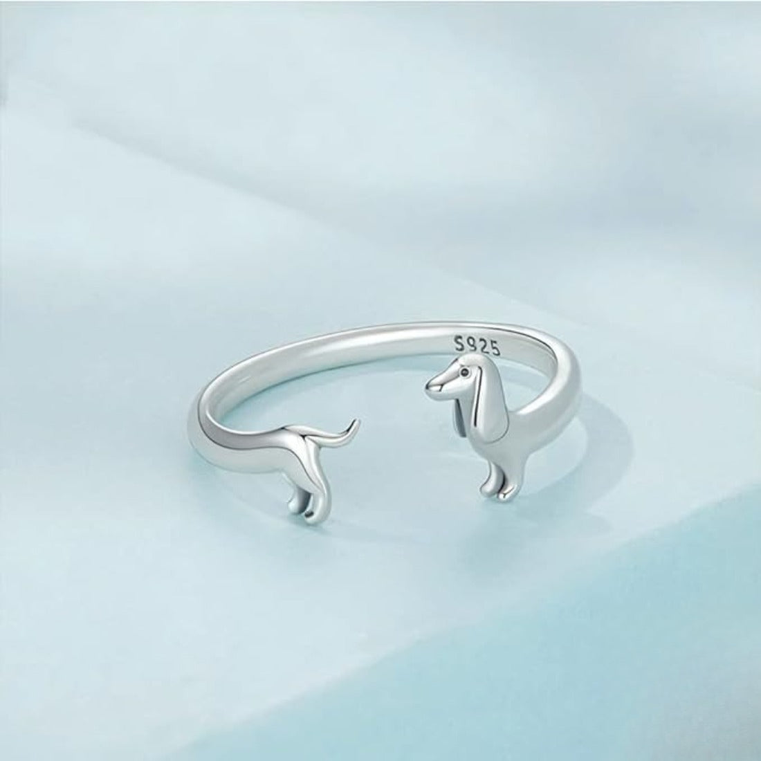 Rockyu ダックスフンドリング シルバー925 フリーサイズ 可愛い犬モチーフ