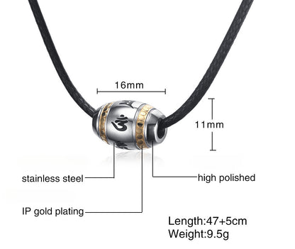 Rockyu タングステンネックレス メンズ シルバー ビーズペンダント 宗教モチーフ入り