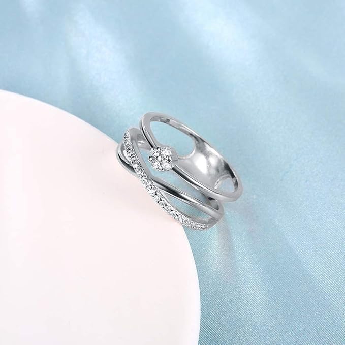 Rockyu 指輪 レディース 18K ピンクゴールド キラキラ おしゃれ リング 華奢デザイン ジュエリー 女性 プレゼント