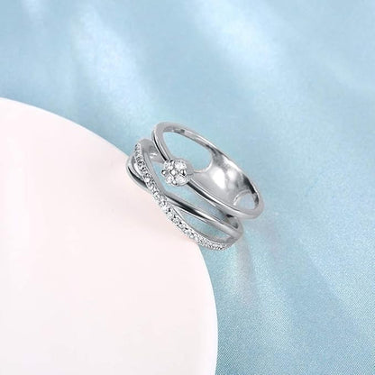 Rockyu 指輪 レディース 18K ピンクゴールド キラキラ おしゃれ リング 華奢デザイン ジュエリー 女性 プレゼント