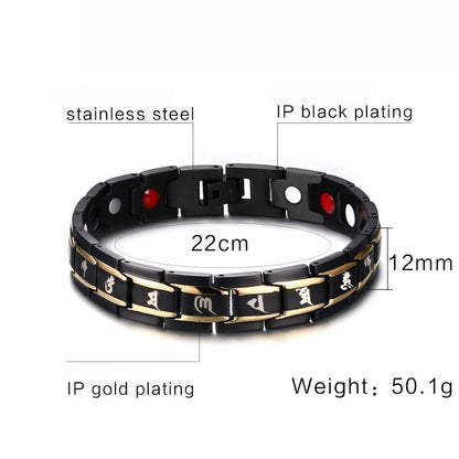 Rockyu 磁気ゲルマニウムブレスレット メンズ レディース ステンレス チェーンバングル 静電気対策 血行サポートデザイン