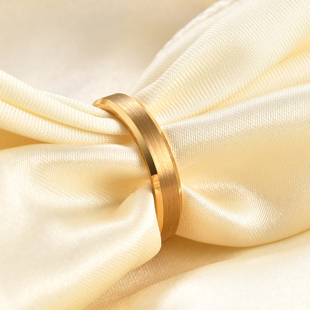 Rockyu タングステンリング メンズ 平打ち 4mm ヘアライン加工 シンプル指輪