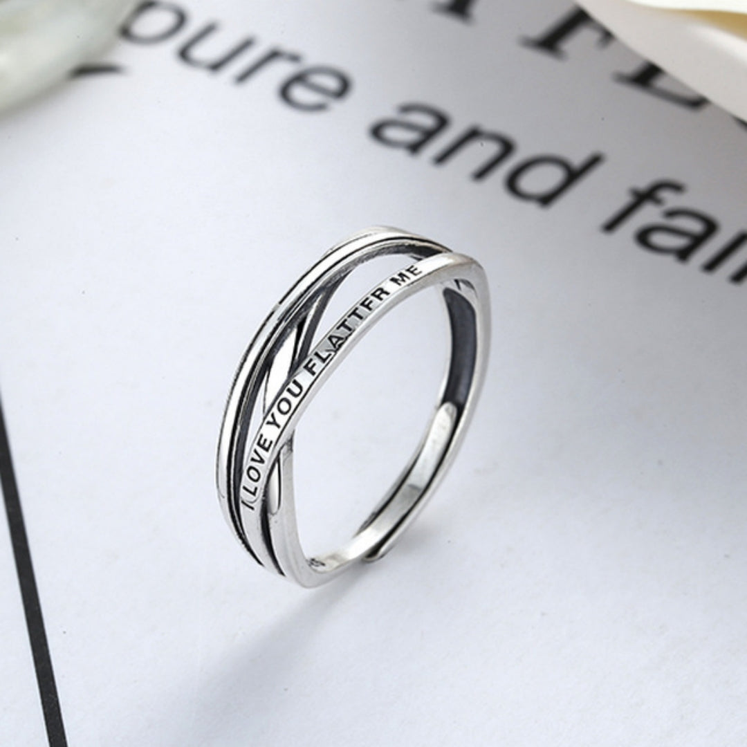 Rockyu インターリーブリング シルバー925 フリーサイズ レディース 英文刻印