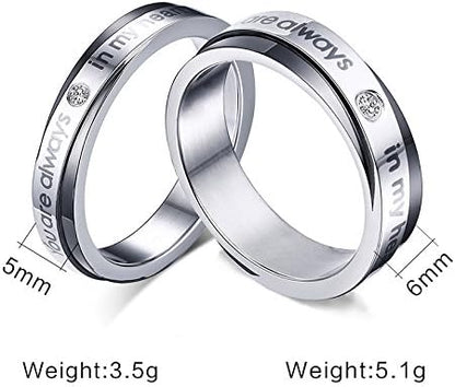 ペアリング シンプル＆ジルコニア付き｜錆びにくいステンレス製カップル指輪