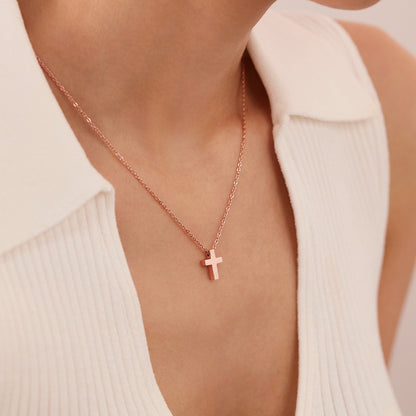 Rockyu クロスネックレス ペアセット｜ステンレス製シルバー＆ブラック 男女兼用