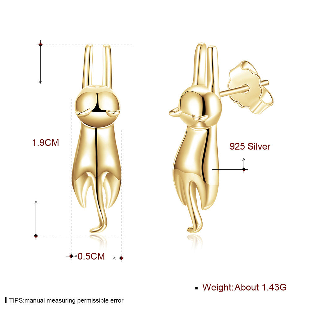Rockyu ピアス レディース うさぎモチーフ 925シルバー製 ユニークデザイン 小ぶり アレルギー対応