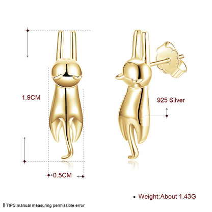 Rockyu ピアス レディース うさぎモチーフ 925シルバー製 ユニークデザイン 小ぶり アレルギー対応