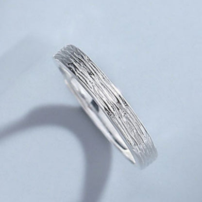 Rockyu ペアリングセット シルバー925 木目調デザイン カップル用フリーサイズ