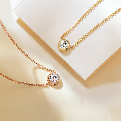 Rockyu ネックレス レディース S925 ピンクゴールド 小粒CZダイヤ シンプル エレガント ペンダント