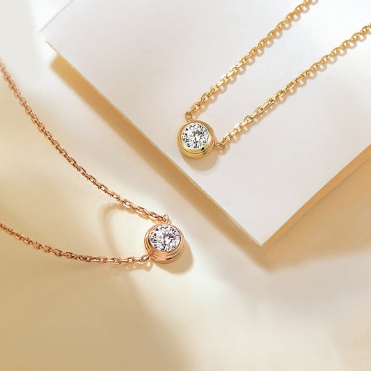 Rockyu ネックレス レディース S925 ピンクゴールド 小粒CZダイヤ シンプル エレガント ペンダント