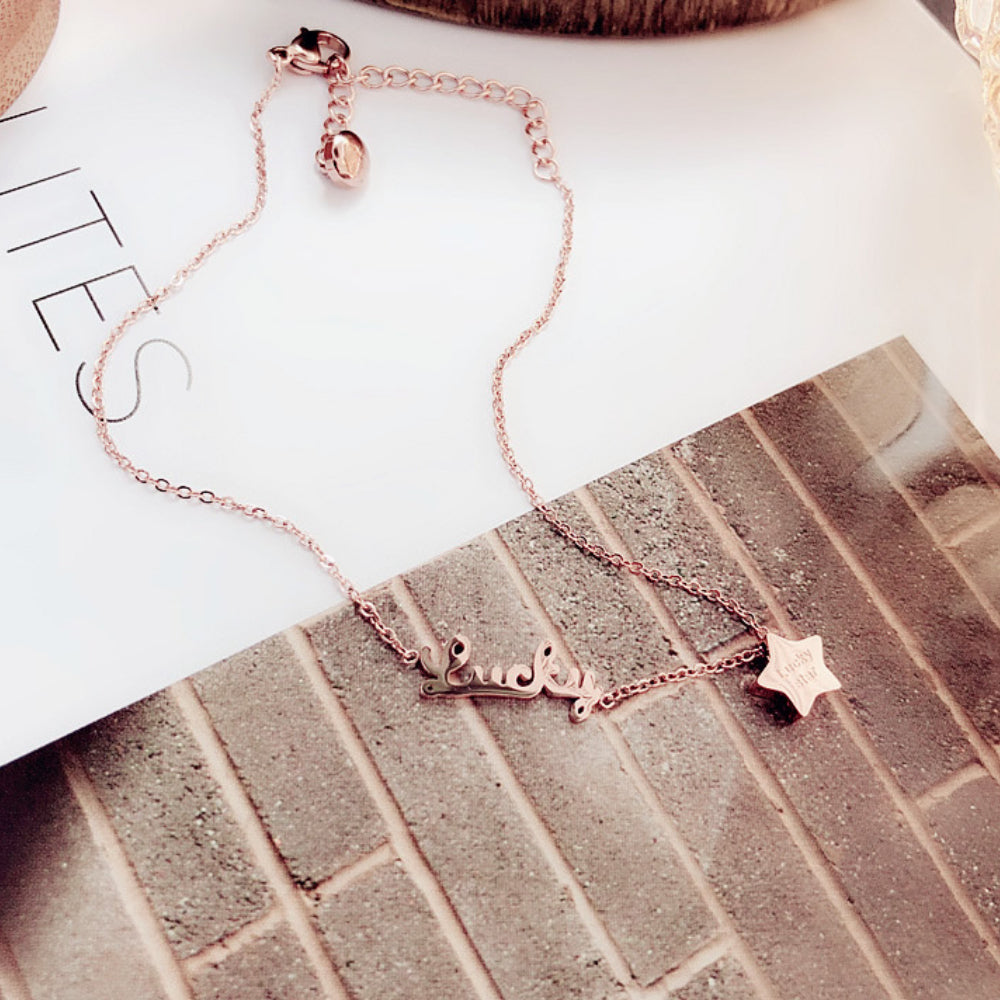 Rockyu アンクレット レディース ピンクゴールド 星モチーフ 18Kステンレス製 おしゃれ ギフト