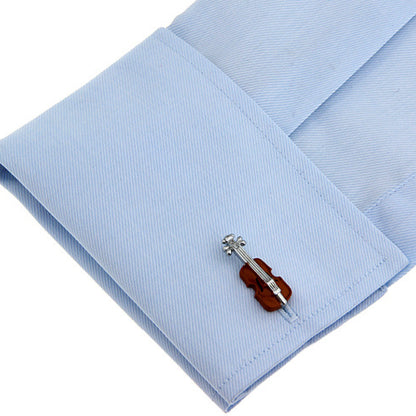 Rockyu メンズカフス バイオリンモチーフ ユニークデザイン 楽器好きにおすすめ