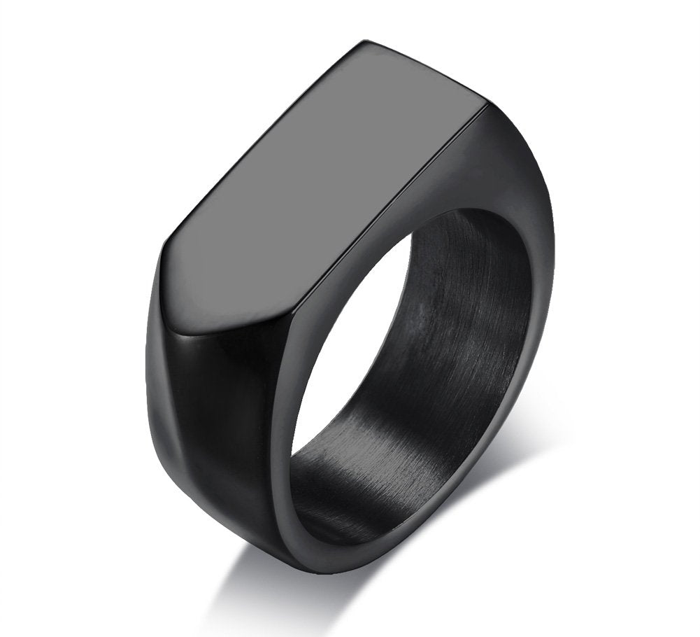 メンズ印台リング｜ステンレス 幅広 スクエアデザイン 指輪 金属アレルギー対応