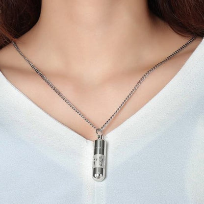 Rockyu 六字真言 カプセル型ペンダント チタン製 ステンレス 遺骨収納可能 ネックレス