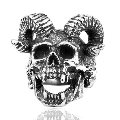 デビルスカルリング ＆ スカルバンドリングセット｜316Lステンレス製 パンク系メンズアクセサリー