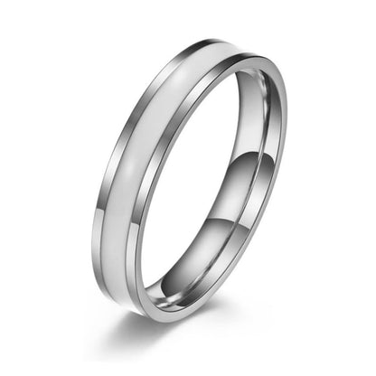 Rockyu シンプルステンレスリング レディース 3.5mm幅 金属アレルギー対応 エナメル加工