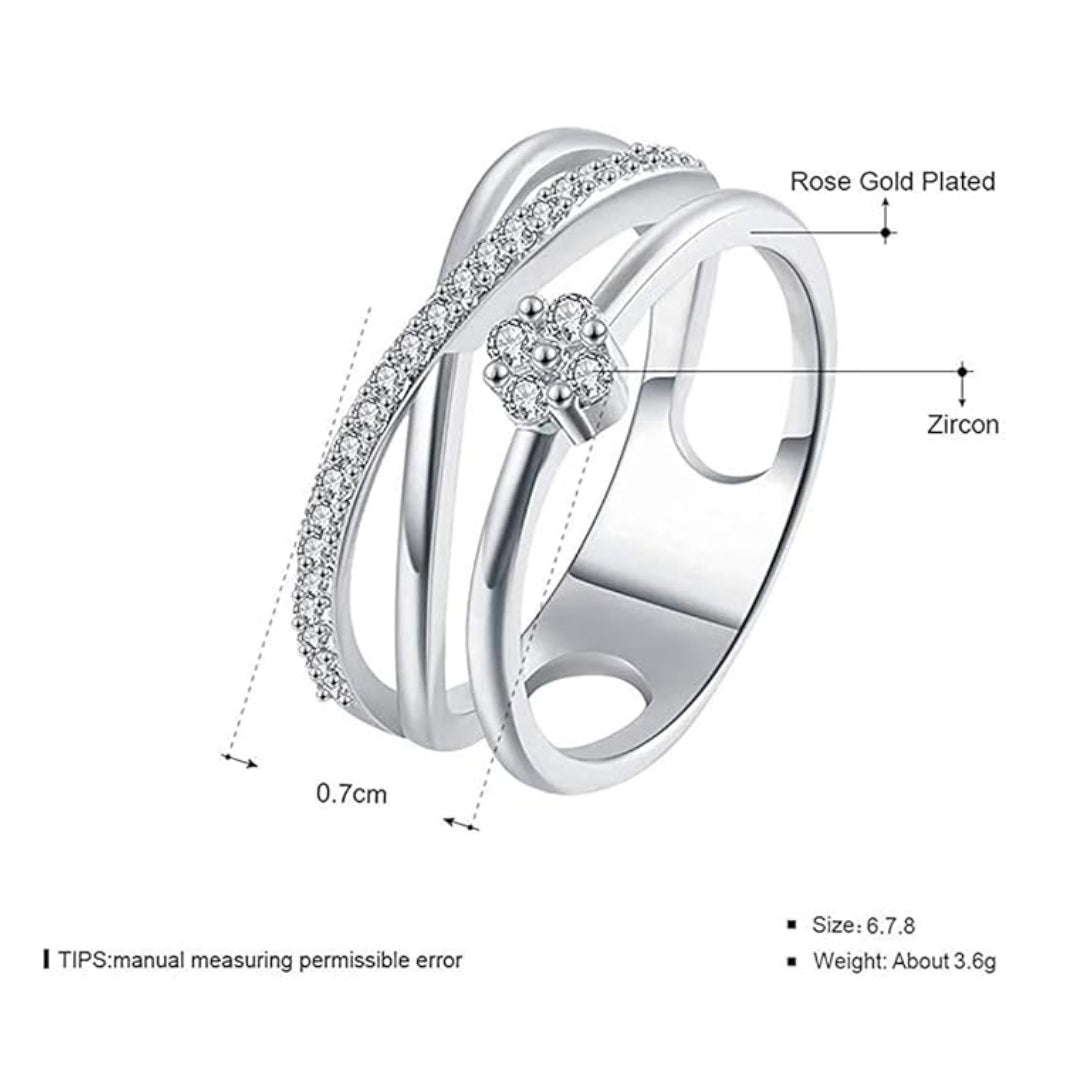 Rockyu 指輪 レディース 18K ピンクゴールド キラキラ おしゃれ リング 華奢デザイン ジュエリー 女性 プレゼント