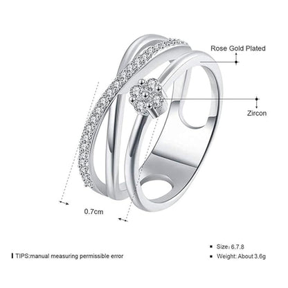 Rockyu 指輪 レディース 18K ピンクゴールド キラキラ おしゃれ リング 華奢デザイン ジュエリー 女性 プレゼント