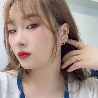 Rockyu ピアス レディース 蛇モチーフ フープタイプ 緑目ジルコニア 金属アレルギー対応 両耳用