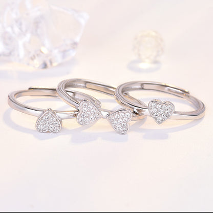 Rockyu クローバー風3連ハートリング レディース フリーサイズ シルバー925