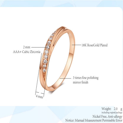 Rockyu レディースリング ピンクゴールド＆シルバー ジルコニア輝く華奢デザイン