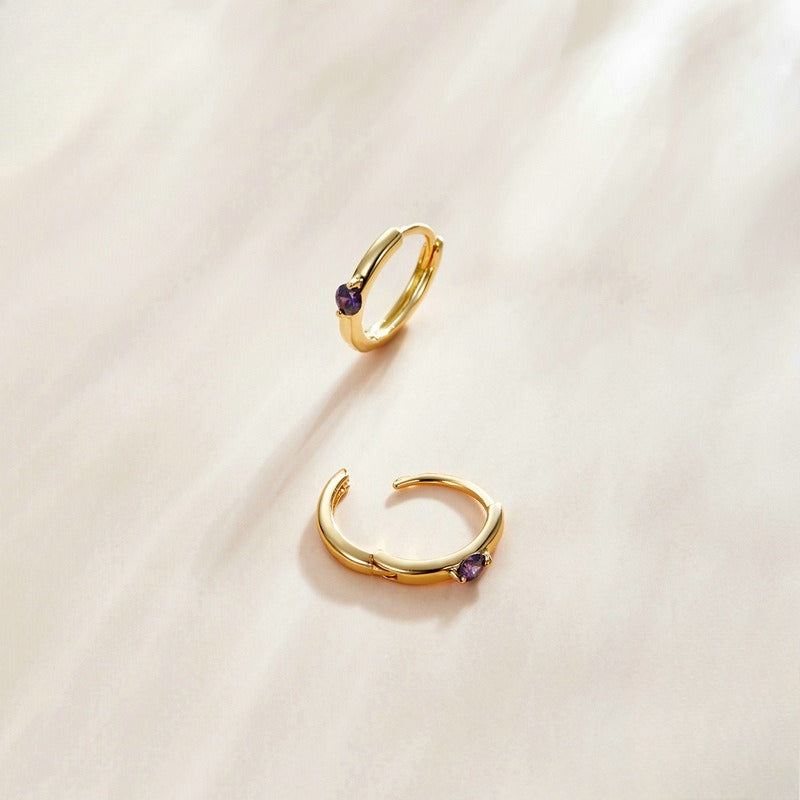 Rockyu ピアス レディース シルバー925 ジルコニア カラー宝石 鏡面仕上げ 円型 リングピアス 金属アレルギー対応 ファッション アクセサリー ギフト