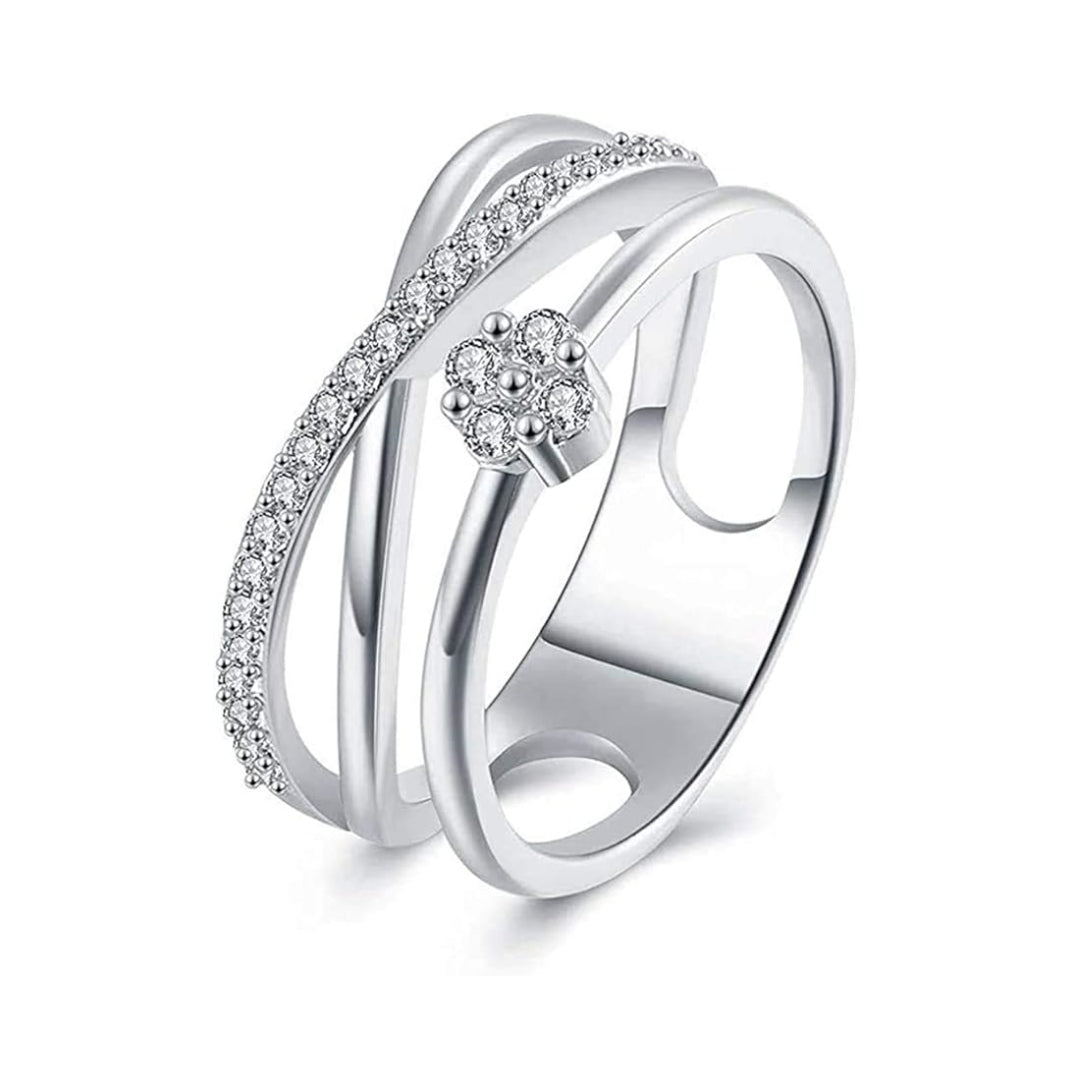 Rockyu 指輪 レディース 18K ピンクゴールド キラキラ おしゃれ リング 華奢デザイン ジュエリー 女性 プレゼント