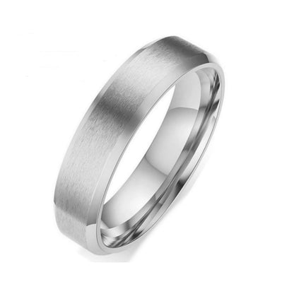 Rockyu チタンステンレスリング メンズリング シンプルマット仕上げ 男女兼用 4/6/8mm サイドカットデザイン 金属アレルギー対応