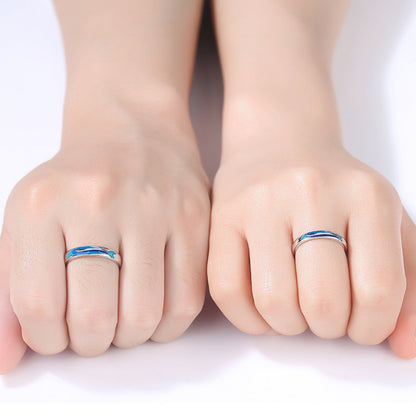 Rockyu ペアリング シルバー925 青海モチーフ フリーサイズ 2個セット カップルリング