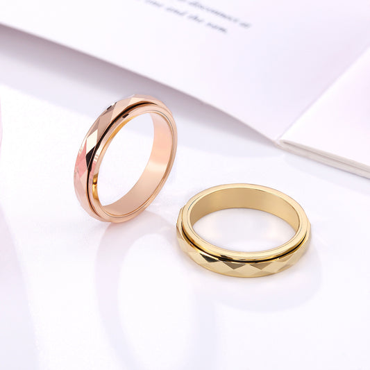 Rockyu ステンレスリング メンズ＆レディース兼用 6mm 幅広 ツイストデザイン