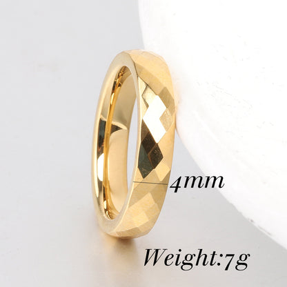 Rockyu タングステン リング メンズ 多面カット ゴールド シルバー ピンクゴールド おしゃれ 指輪