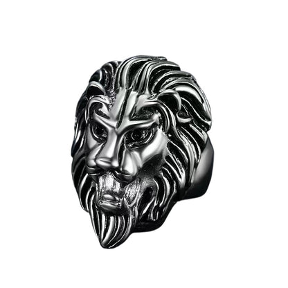 ライオンリング｜メンズ ゴールド＆ブラック ステンレス 個性派デザイン 指輪