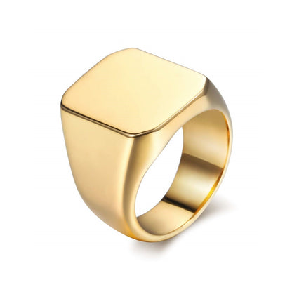 Rockyu 印台リング メンズ おしゃれ 幅広 ステンレス製 金属アレルギー対応