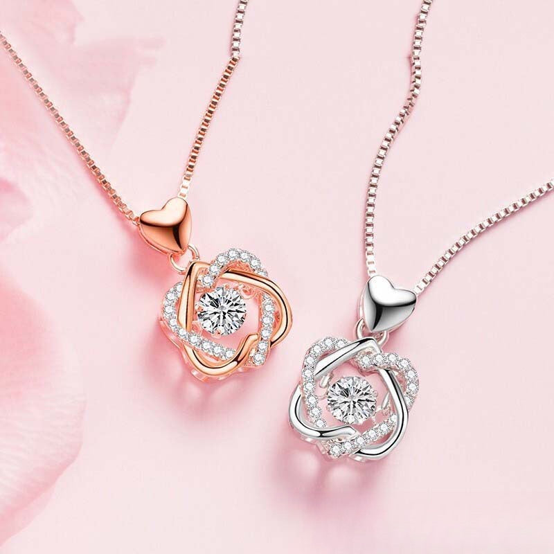 Rockyu ネックレス レディース 18金 ピンクゴールド ハートモチーフ ペンダント シルバー925 大きめ ジルコニア 星型チャーム付き 華やか アクセサリー