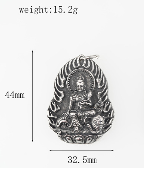 Rockyu 観音菩薩ネックレス メンズ 316Lステンレス製 お守りペンダント シルバー仕上げ