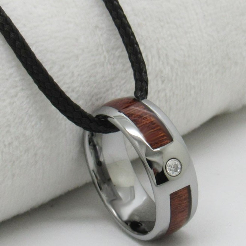 Rockyu タングステンカーバイドリング メンズ 8mm 木目インレイ ジルコニア シルバー 重厚感デザイン