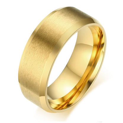 Rockyu チタンステンレスリング メンズリング シンプルマット仕上げ 男女兼用 4/6/8mm サイドカットデザイン 金属アレルギー対応