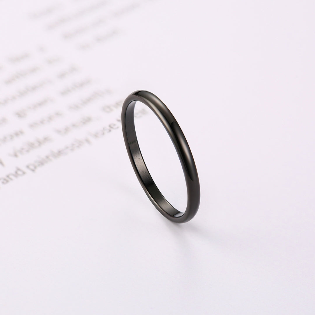 Rockyu ステンレス極細リング 2mm シルバー・ピンクゴールド・ブラック・ゴールド ピンキー対応