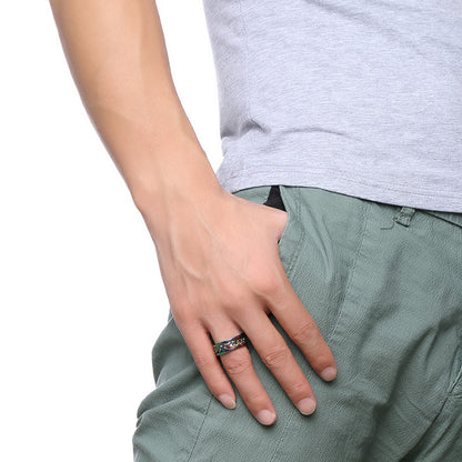 Rockyu 回転チェーンリング メンズ 8mm ステンレス製 喜平デザイン 多色展開