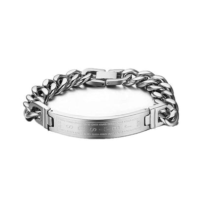 Rockyu メンズブレスレット ステンレス製 十字架刻印チェーン シルバーとゴールドカラー 21cm