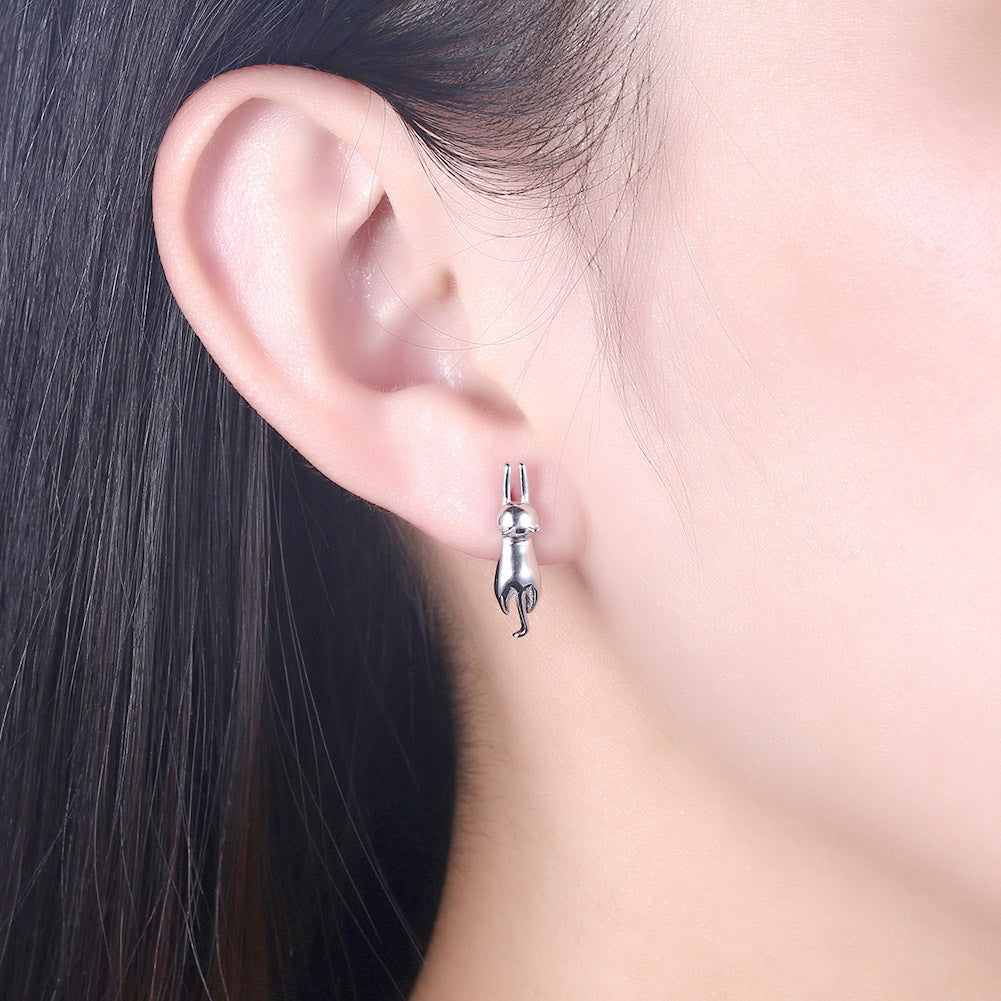 Rockyu ピアス レディース うさぎモチーフ 925シルバー製 ユニークデザイン 小ぶり アレルギー対応