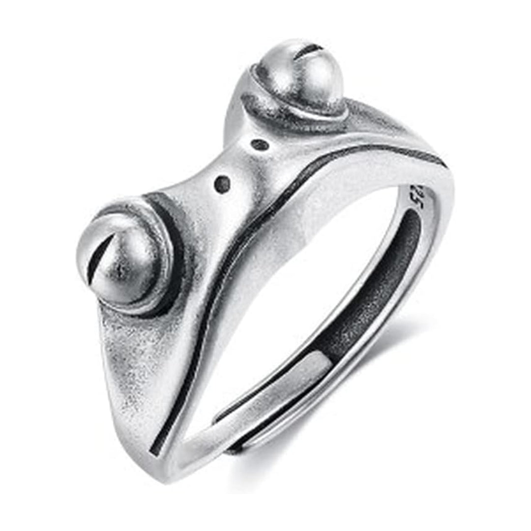 Rockyu カエルリング レディース シルバー925 ユニーク フリーサイズ ピンキー対応