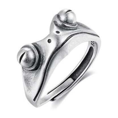 Rockyu カエルリング レディース シルバー925 ユニーク フリーサイズ ピンキー対応