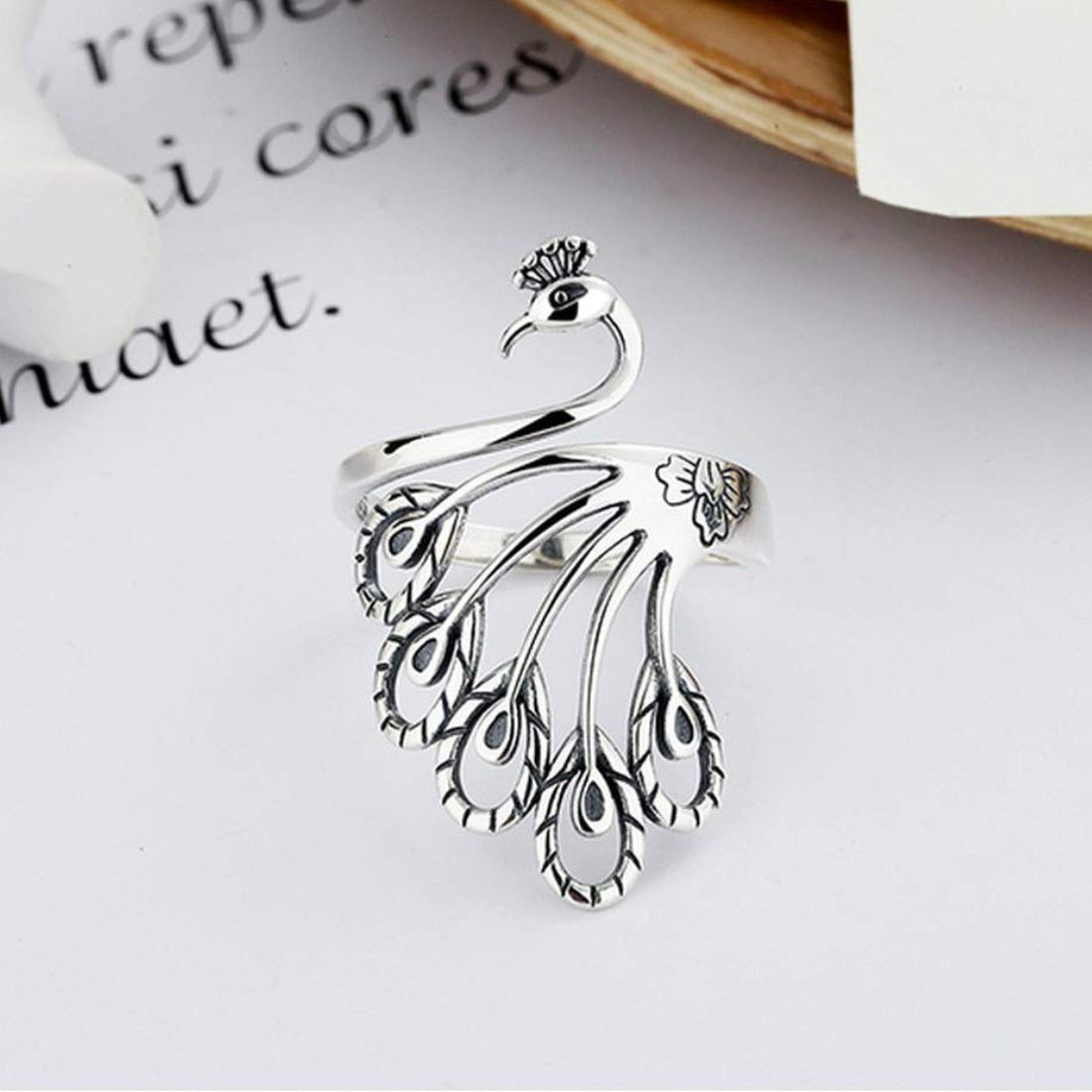 Rockyu 指輪 レディース フリーサイズ おしゃれ シルバー925 リング 可愛い 個性的 クジャク指輪物語 結婚指輪 婚約指輪 フリー サイズ調節可能 恋人 ファッション アクセサリー