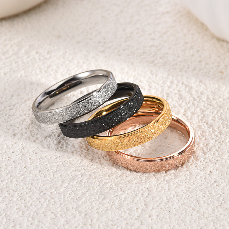 Rockyu チタン製 レディースリング 4mm幅 スリムデザイン 指輪 シルバー・ゴールド