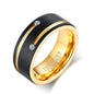 Rockyu タングステンリング メンズ 8mm 黒×ゴールド 艶消し 金属アレルギー対応 指輪