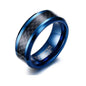 Rockyu タングステンカーバイド メンズリング 8mm幅 カーボンファイバー シンプル 指輪（ブラック／シルバー／ブルー）
