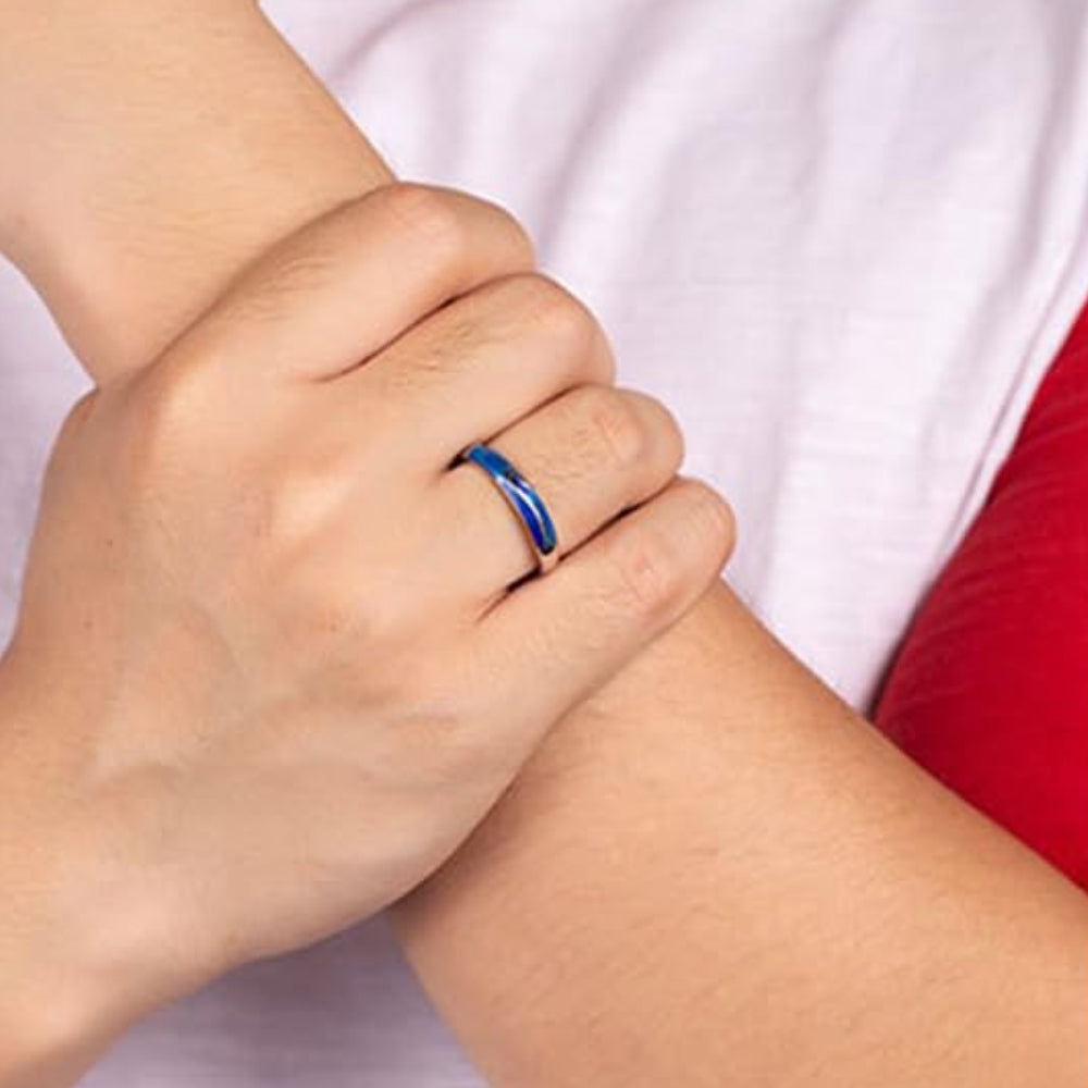 Rockyu ペアリング シルバー925 青海モチーフ フリーサイズ 2個セット カップルリング